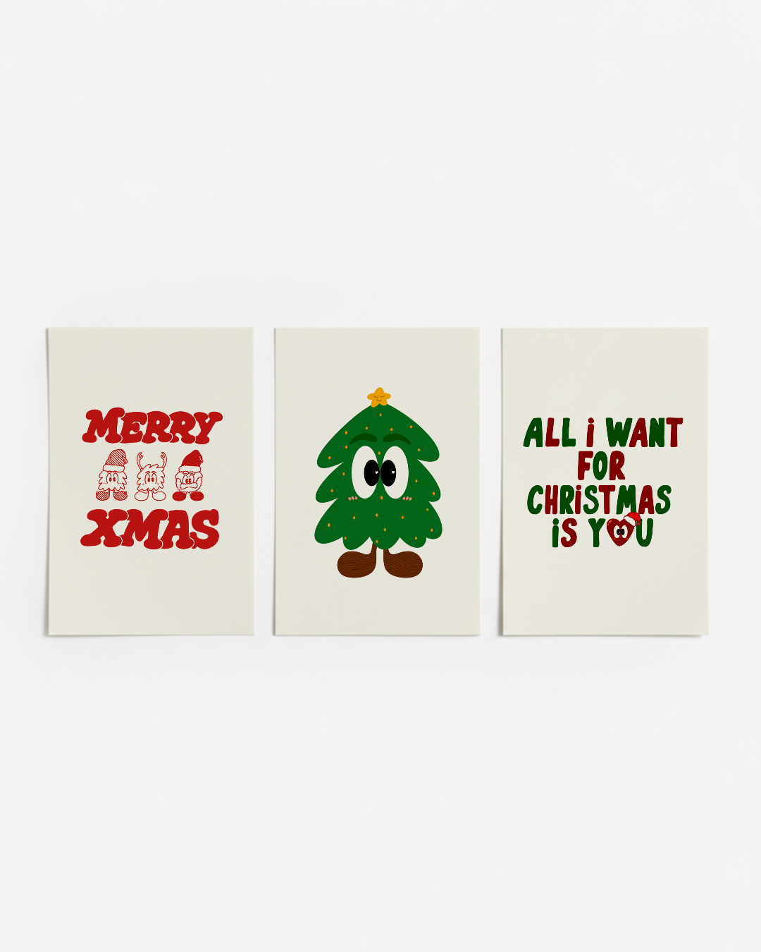 Merry Xmas - pack de 3 cartes de Noël