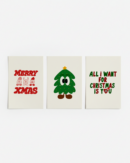 Merry Xmas - pack de 3 cartes de Noël